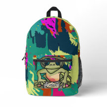 Street Retro Frog with Headphones | Funny