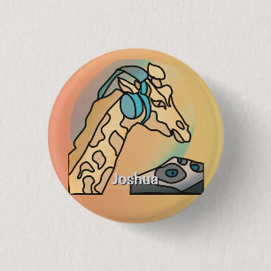 Street Retro Giraffe with Headphones 3 Cm Round Badge