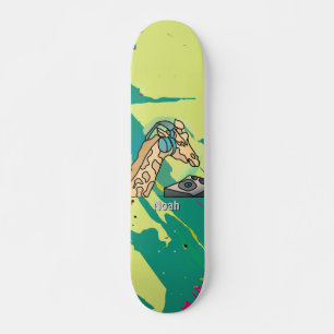 Street Retro Giraffe with Headphones  Skateboard