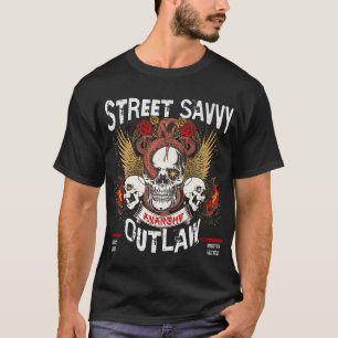 Street Savvy Outlaw Skull Design T-Shirt