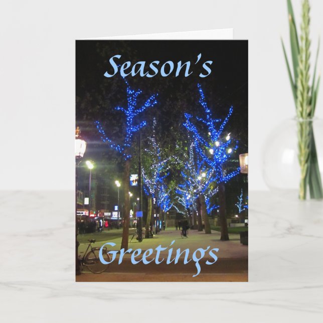 Street Scene, Amsterdam, Season's, Greetings Holiday Card (Front)