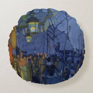 Street Scene, at Five in the Afternoon, 1887 Round Cushion