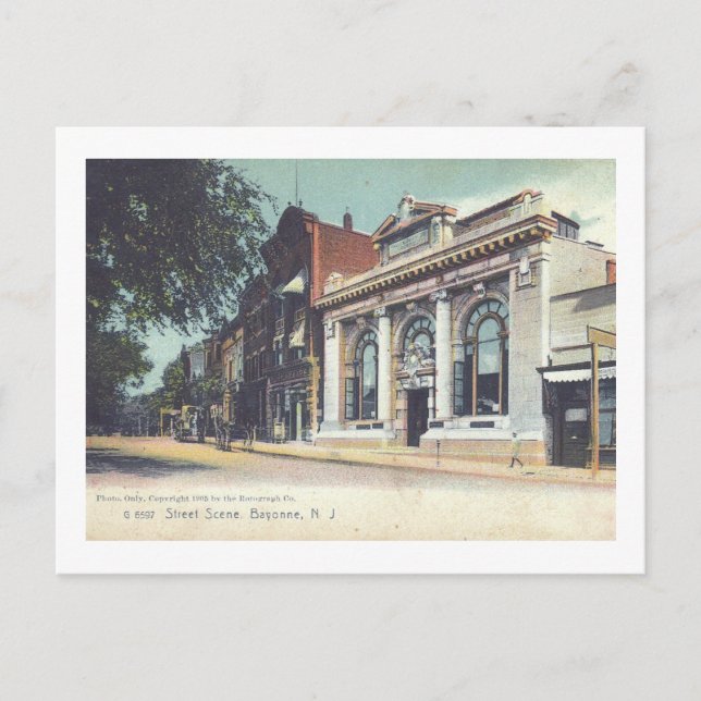 Street Scene, Bayonne, New Jersey Vintage Postcard (Front)
