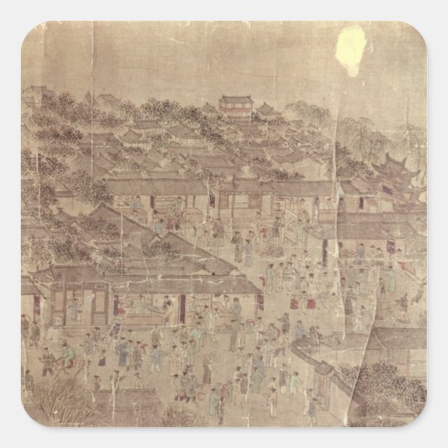 Street scene, Chinese, Ming Dynasty Square Sticker (Front)