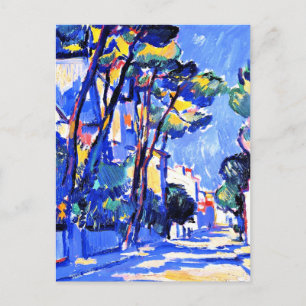 Street Scene, France, 1910 landscape painting, Postcard