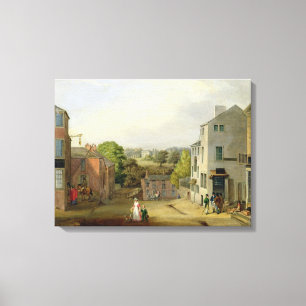 Street Scene in Chorley, Lancashire, with a View o Canvas Print