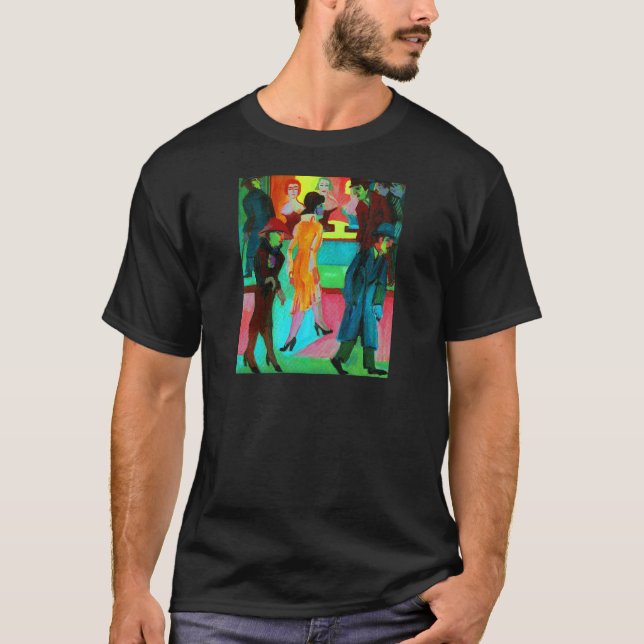 Street Scene in front of a Barbershop T-Shirt (Front)