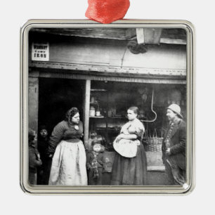 Street scene in Victorian London Metal Tree Decoration
