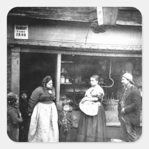 Street scene in Victorian London Square Sticker