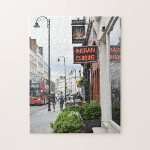 Street Scene Indian Restaurant London England Jigsaw Puzzle