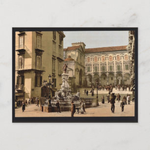 Street scene, Naples, Italy classic Photochrom Postcard