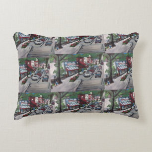 Street Scene Painting  Chagrin Falls, Ohio Pillow