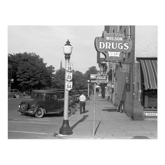 Street Scene Urbana, Ohio, 1938 Postcard
