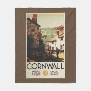 Street Scene with Two Men Working Railway Fleece Blanket