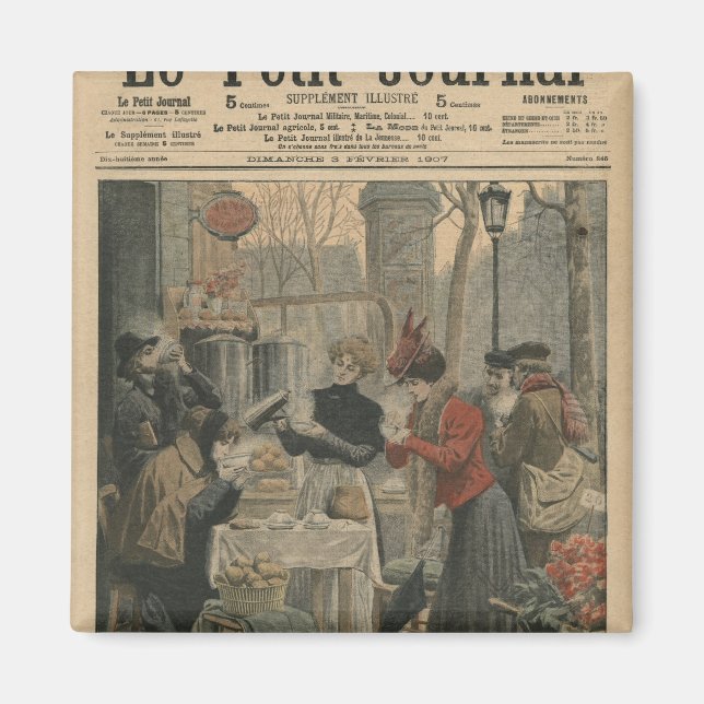 Street scenes of Paris breakfast in open air Magnet (Front)