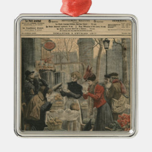 Street scenes of Paris breakfast in open air Metal Tree Decoration