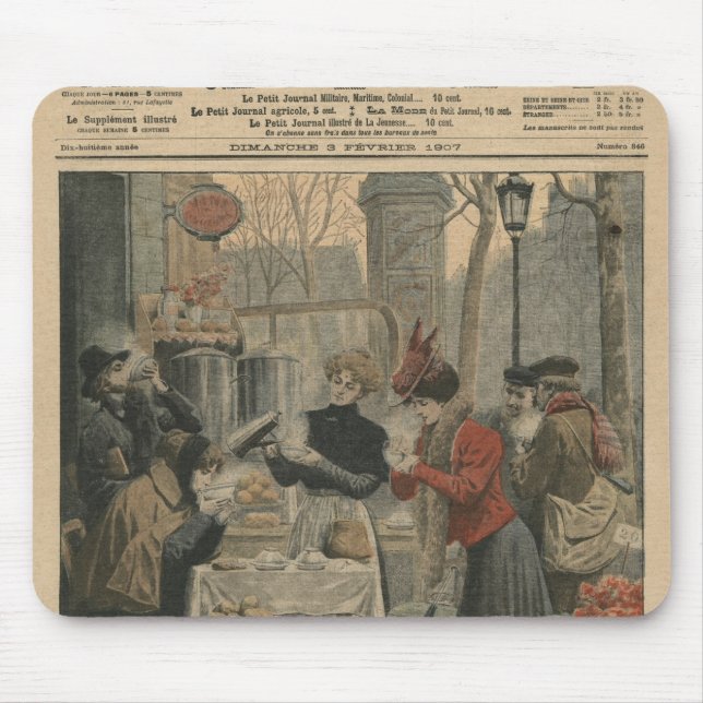 Street scenes of Paris breakfast in open air Mouse Mat (Front)