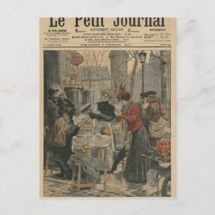 Street scenes of Paris breakfast in open air Postcard