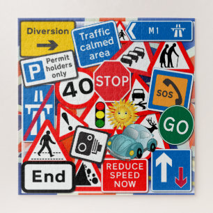 Street Signs with Smiling Sun Jigsaw Puzzle
