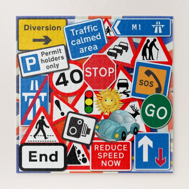 Street Signs with Smiling Sun Jigsaw Puzzle (Vertical)
