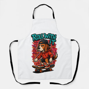 Street Style Beagle Skateboarding Graffiti Art Apron