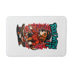 Street Style Beagle Skateboarding Graffiti Art Bath Mat