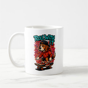 Street Style Beagle Skateboarding Graffiti Art Coffee Mug