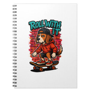 Street Style Beagle Skateboarding Graffiti Art Notebook