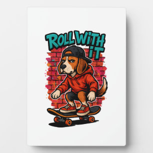 Street Style Beagle Skateboarding Graffiti Art Plaque