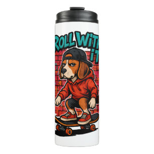 Street Style Beagle Skateboarding Graffiti Art Thermal Tumbler
