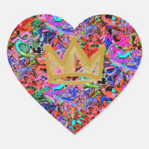 Street style graffiti with crown heart sticker