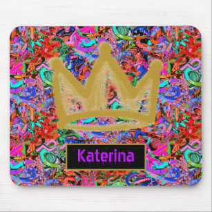 Street style graffiti with gold crown  mouse mat