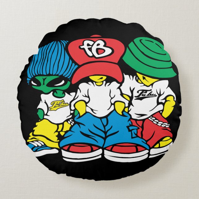 Street Style Squad” Round Cushion (Front)