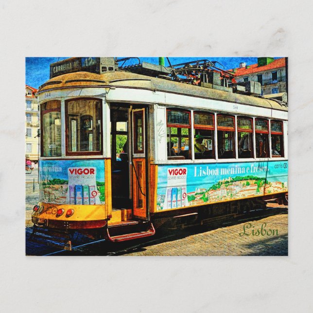 Street Tram in Lisbon Postcard (Front)