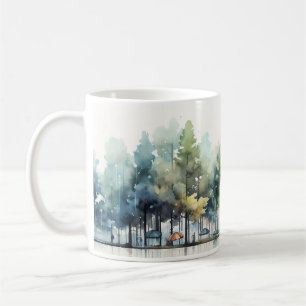 Street, Trees, And Rain Watercolor style Coffee Mug