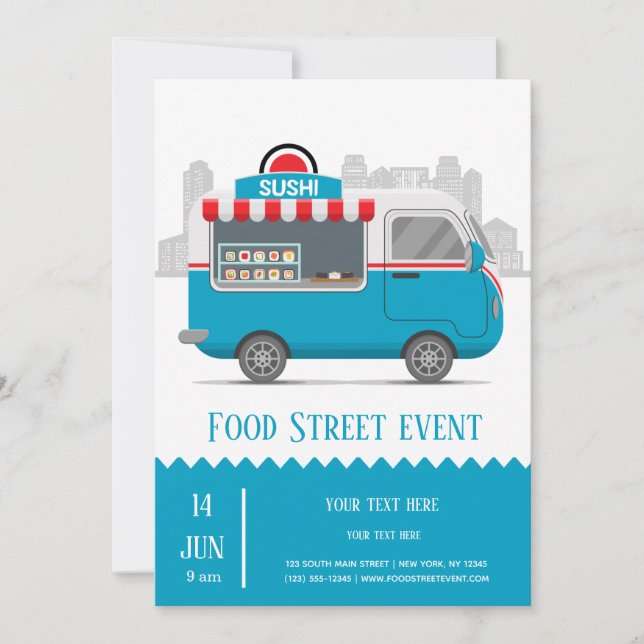 Street truck food sushi invitation (Front)