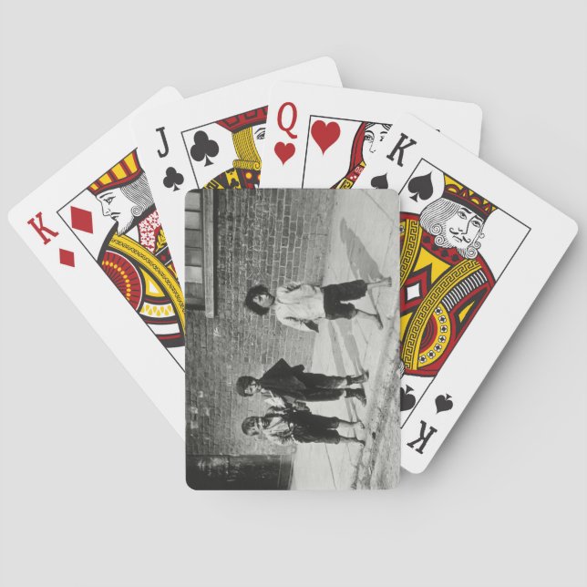 Street urchins in Lambeth (b/w photo) Playing Cards (Back)