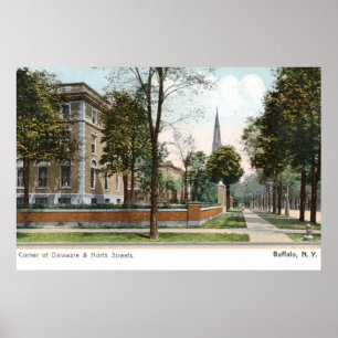 Street View of Buffalo, NY 1907 Vintage Poster