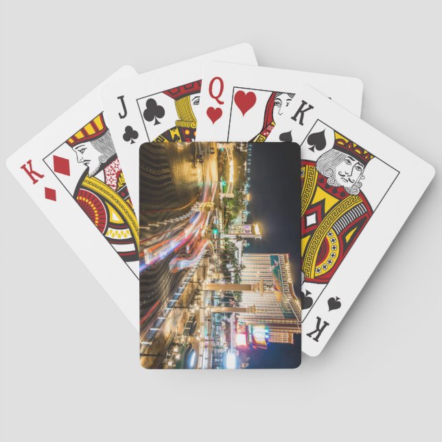 Street View of Las Vegas Nevada in the Evening Playing Cards (Back)
