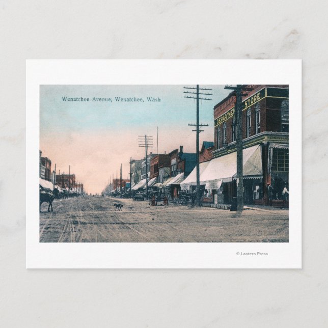 Street View of Wenatchee Avenue Postcard (Front)