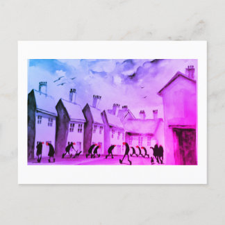 Street view Watercolour Art Postcard