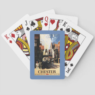 Street View with Couple & Tower Clock Rail Playing Cards