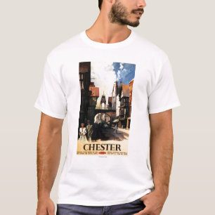 Street View with Couple & Tower Clock Rail T-Shirt