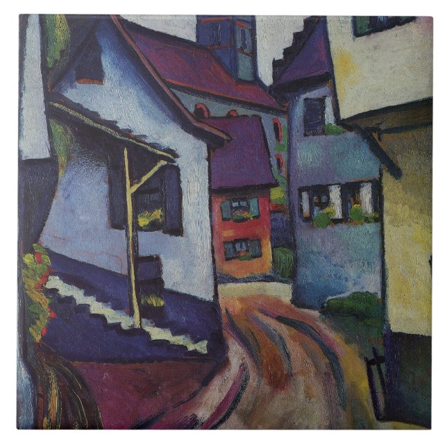 Street With Church In Kandern August Macke Tile (Front)