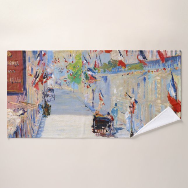 Street with French Flags, Manet Bath Towel (Bath Towel)