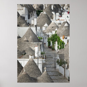 Street with trulli houses in Alberobello, Puglia Poster