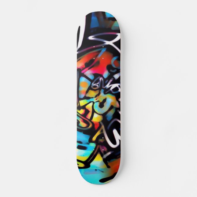 Streetart Chaos Colorful Graffiti Skateboard (Front)