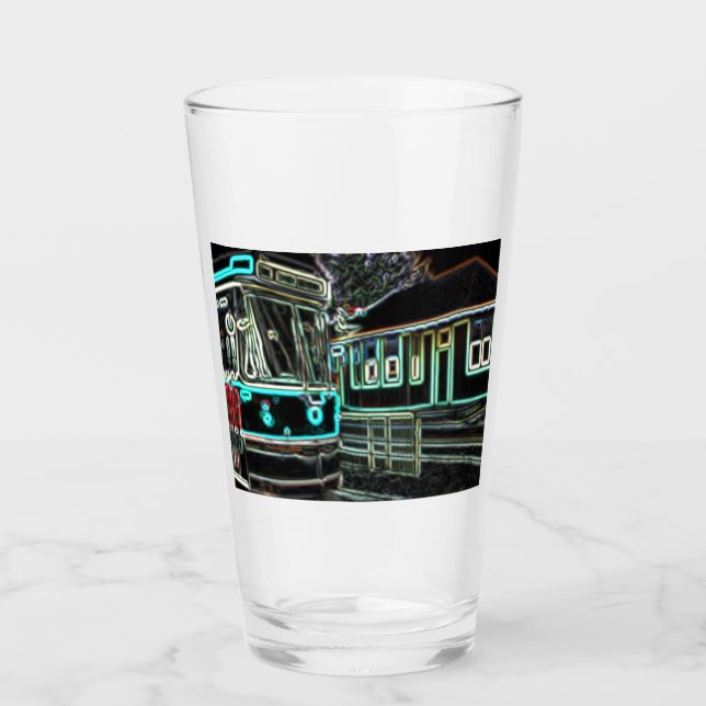 Streetcar at Railway stn Drinking Glass (Front)