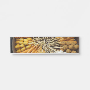 streetfood from a asian market door sign