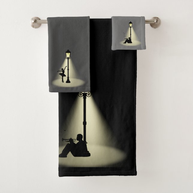 Streetlight Dancer Jazz Musician Bath Towel Set (Insitu)